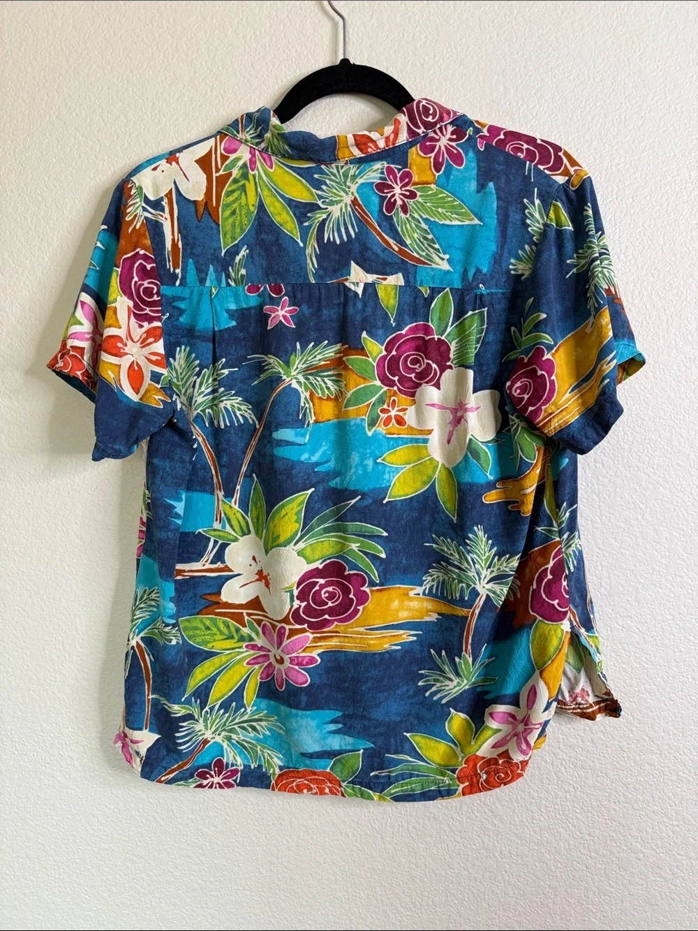 Vintage Jams World ladies floral Hawaiian print blouse no size EUC